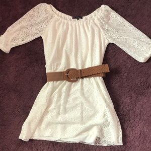 White dress with belt
